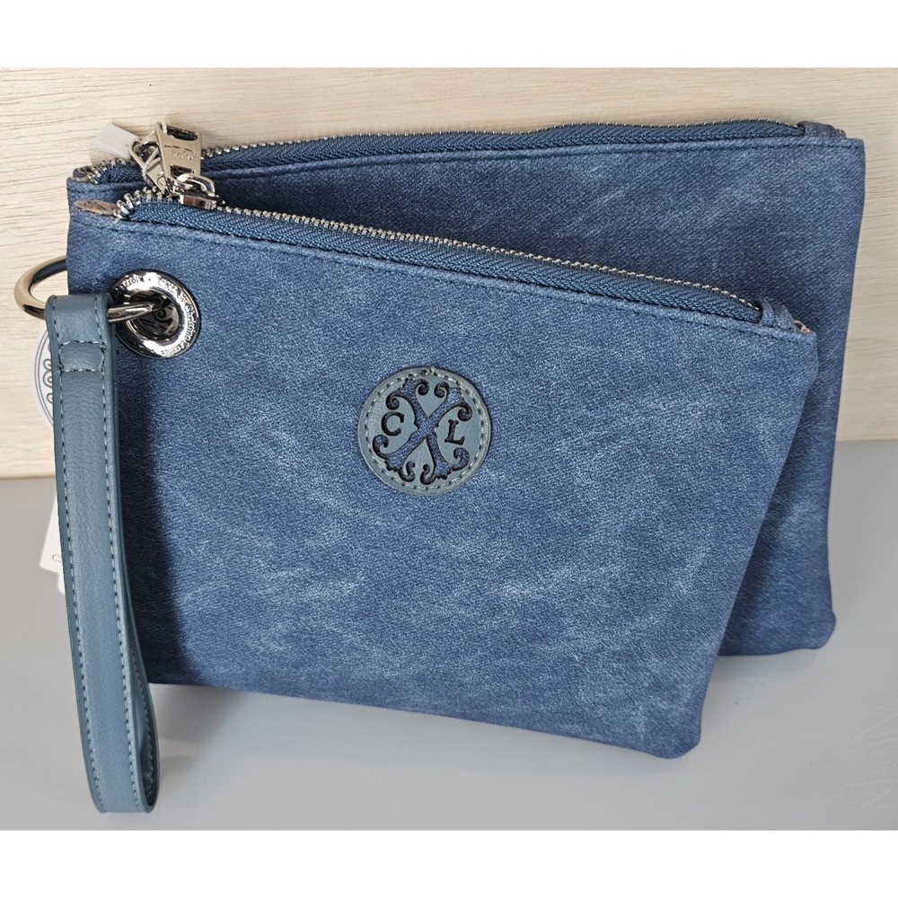 CXL by Christian Lacroix Luca Double Wristlet Pouch Blue Light Denim Travel